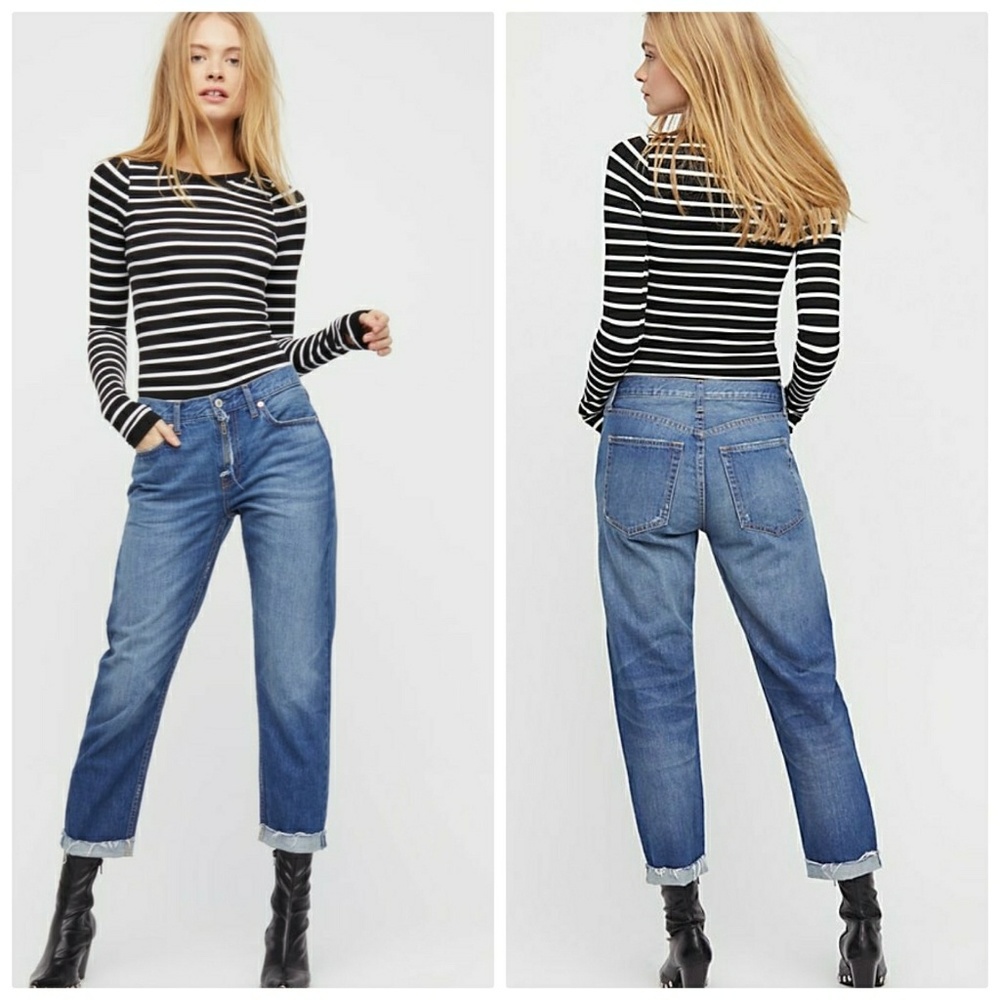 FP We the Free Rip Zip Slim Boyfriend Jeans
